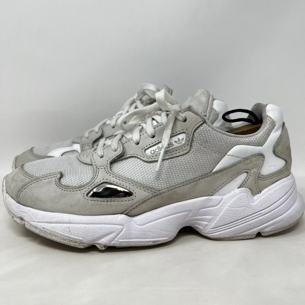 Adidas Falcon Leather/Mesh Lace-Up Sneakers white 8.5